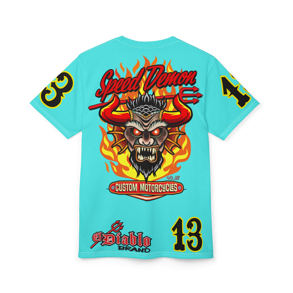 Speed Demon Customs BLU SKY Super Tee — Extreme Edgy Graphics - Bad Attitude Custom Biker Riding Gear