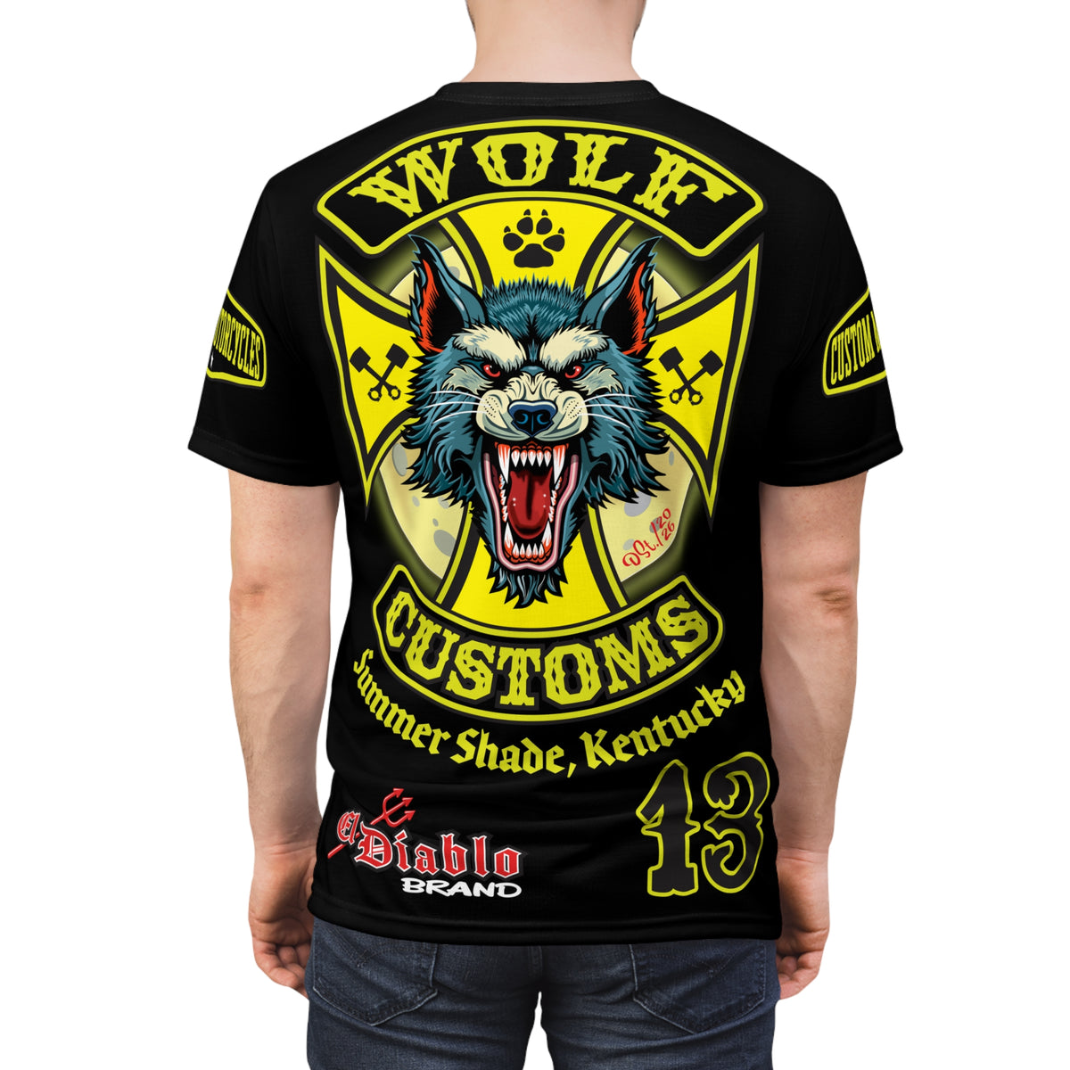 MWT Wolf Customs  INTIMIDATOR SPECIAL EDITIOM  13 Black & XLWOLF Graphics- Super Riding Tee —  The Best Biker Riding Tee EVER !!!