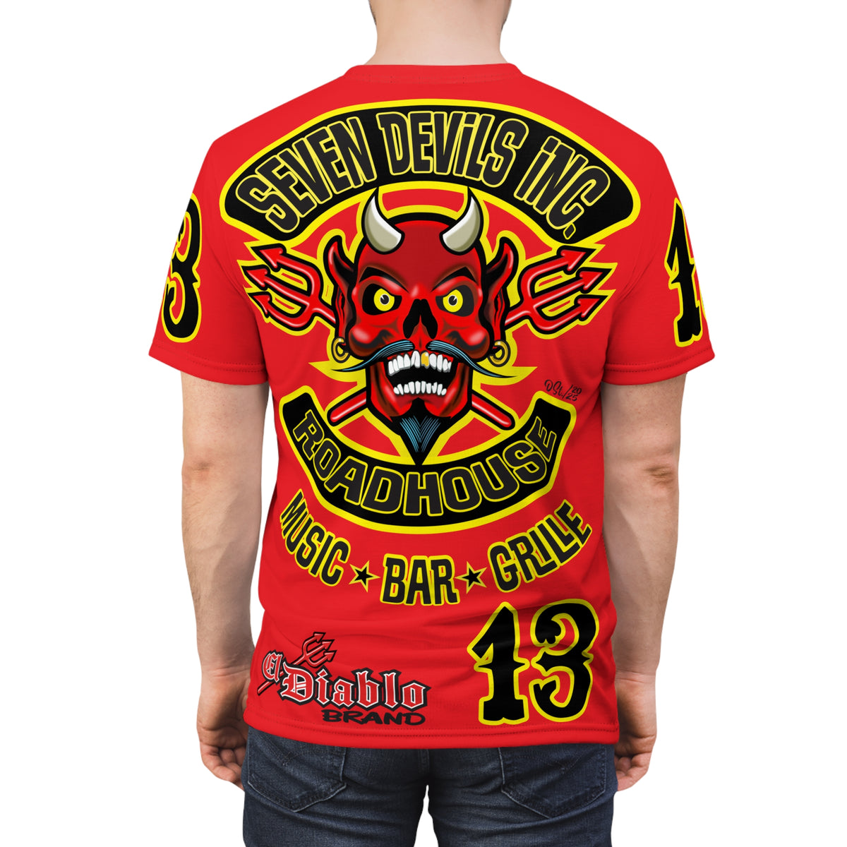 Seven Devils Inc. Roadhouse Bad in  Black Super Tee — Extreme Edgy Graphics - Bad Attitude Custom Biker Riding Gear