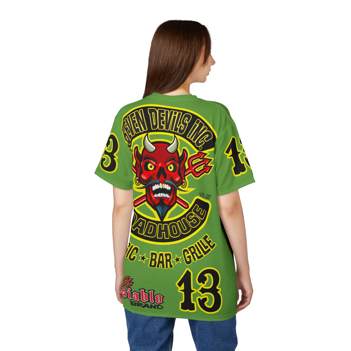 Seven Devils Inc. Roadhouse Bad in  Black Super Tee — Extreme Edgy Graphics - Bad Attitude Custom Biker Riding Gear