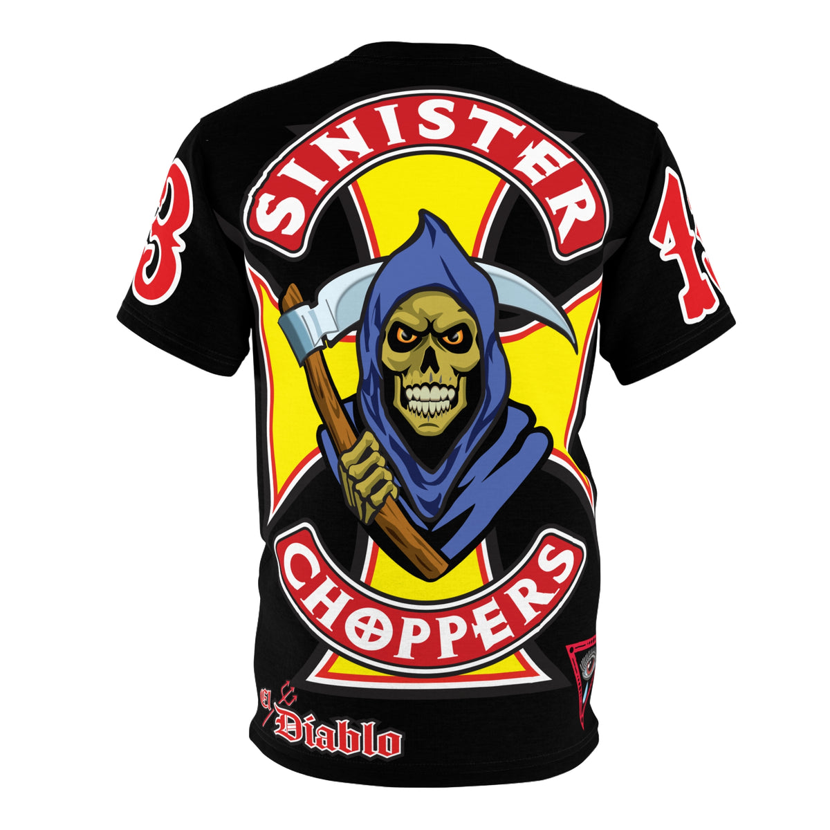 Sinister Choppers Reaper HiViz Super Tee - Unisex Skull Design for Bikers