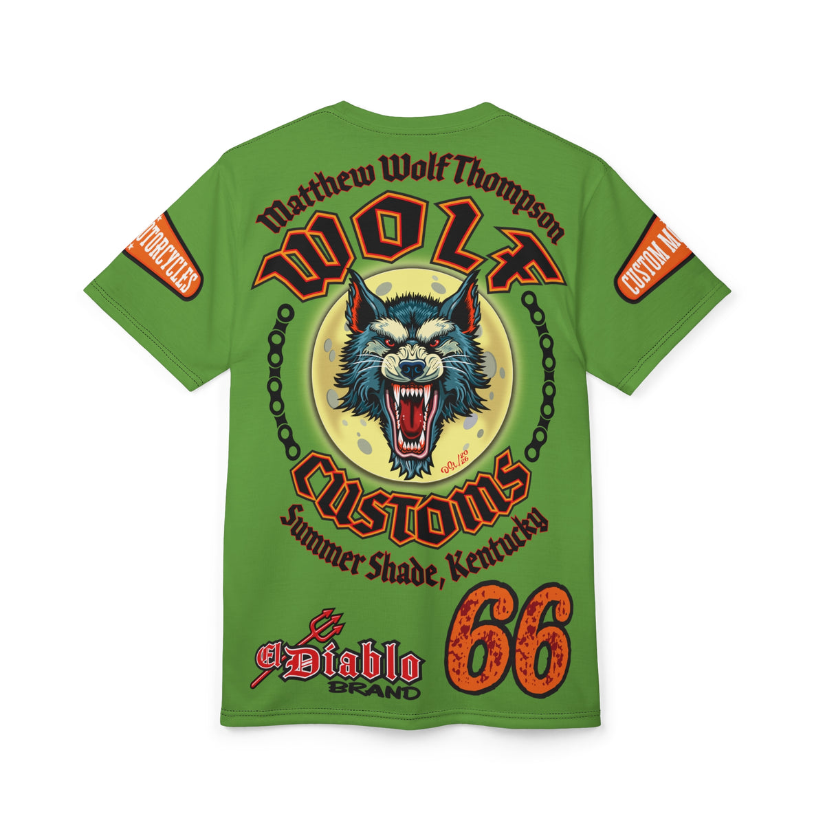MWT Wolf Custom Motorcycles Super Tee — Viciously Cool High Performance Motorcycle Riding Shirt