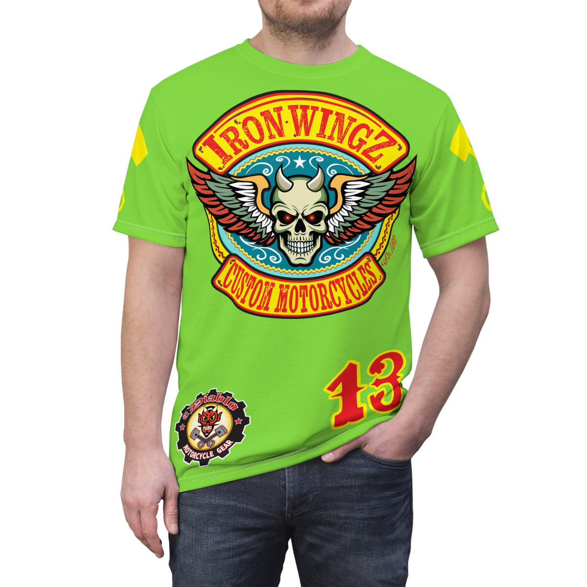 VERY Special HIVIZ Iron WingZ Customs Graphic Super Tee, Edgy Streetwear, Customized Apparel, Gift for Bikers