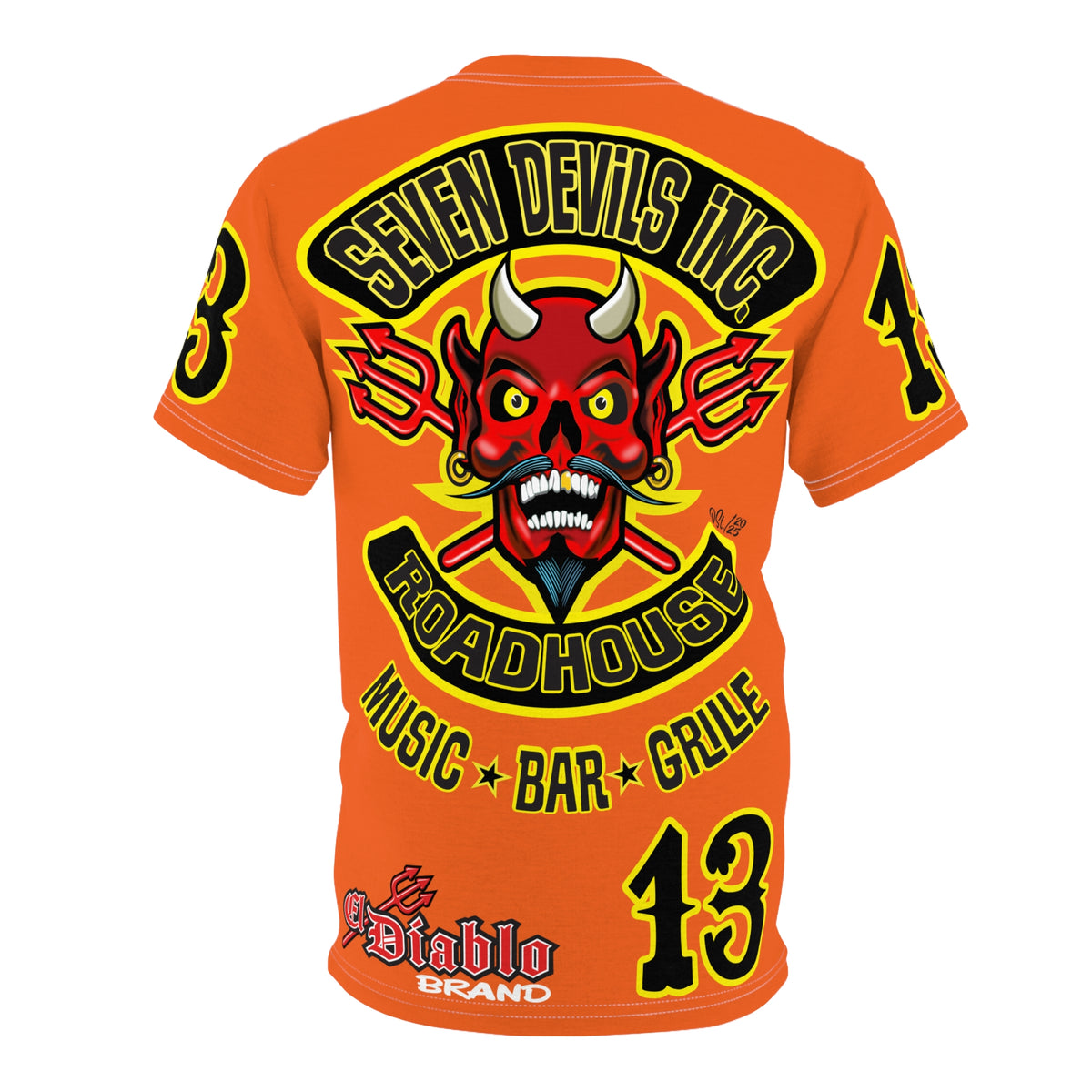 Seven Devils Inc. Roadhouse Black on Black Super Tee — Extreme Edgy Graphics - Bad Attitude Custom Biker Riding Gear