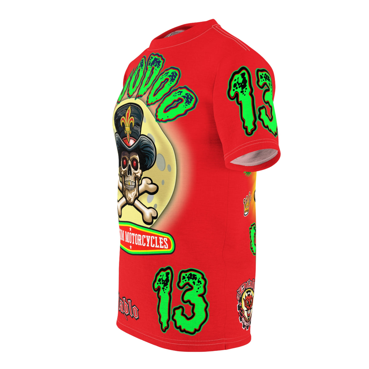 Voodoo Motorcycles HiViz Red Rider Super Tee, Unique Graphic Tee, Custom HiViz Apparel