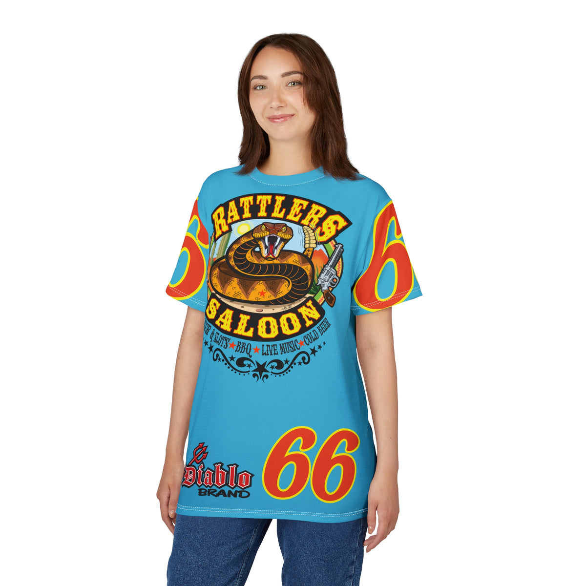 Rattlers Saloon ROUTE 66 SUPER TEE — Vintage Biker 66 Graphic Shirt