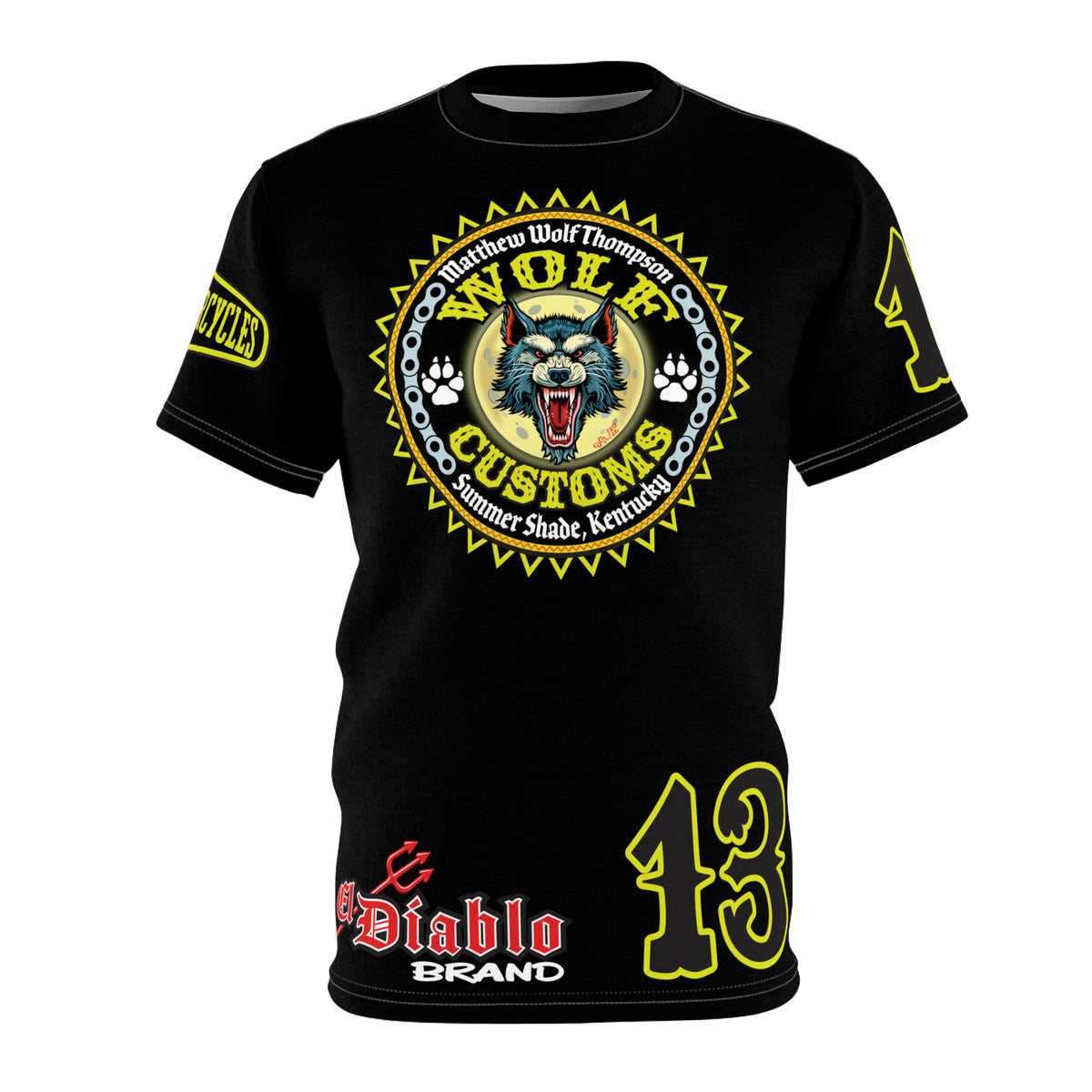 SRT MWT Wolf Customs 13 Black Graphic Super Riding Tee — Retro Motorcycle Club Shirt, The Best Biker Riding Tee EVER !!!