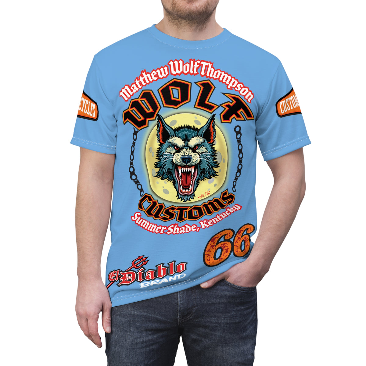 MWT Wolf Customs Motorcycle Super Tee — Viciously Cool High Performance Motorcycle Riding Shirt