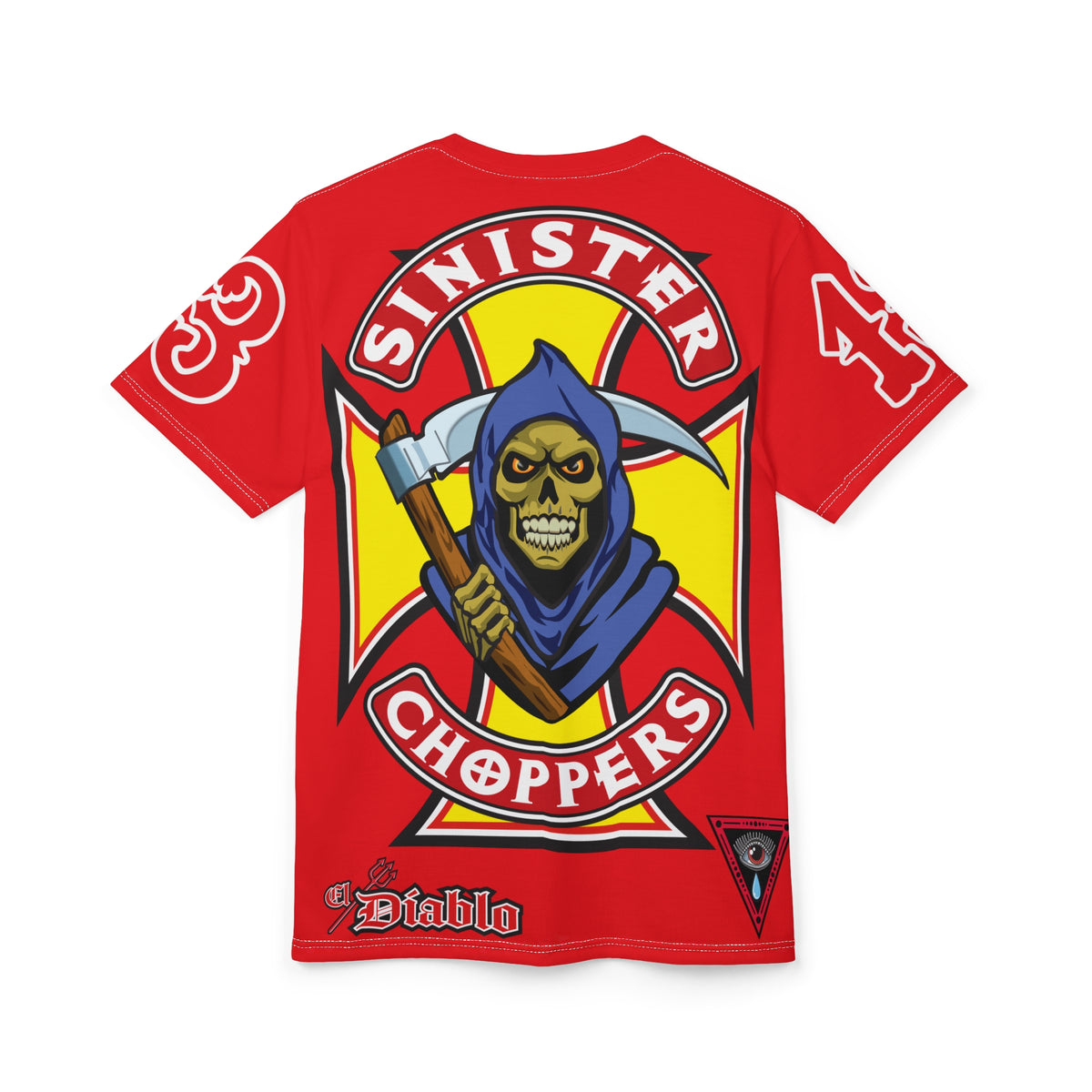 Sinister Choppers Grimm Reaper HiViz Super Tee - Unisex Skull Design for Bikers