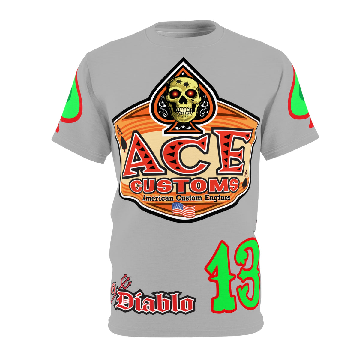 American Custom Engines ACE - Special Lumina Green  Ace of Spades Death Card High visibility Graphics