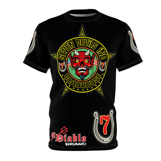 Seven Devils Road House (BLACK STAR LIMITED EDITION) Custom Super Riding Tee - Retro Devil Style Graphic Style