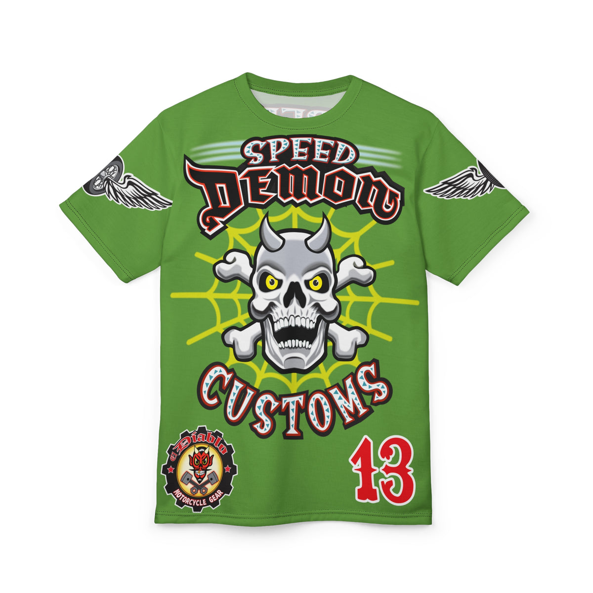 Speed Demon Customs Spectacular HiViz Super Tee - Devilishly Demented Bold Biker Design