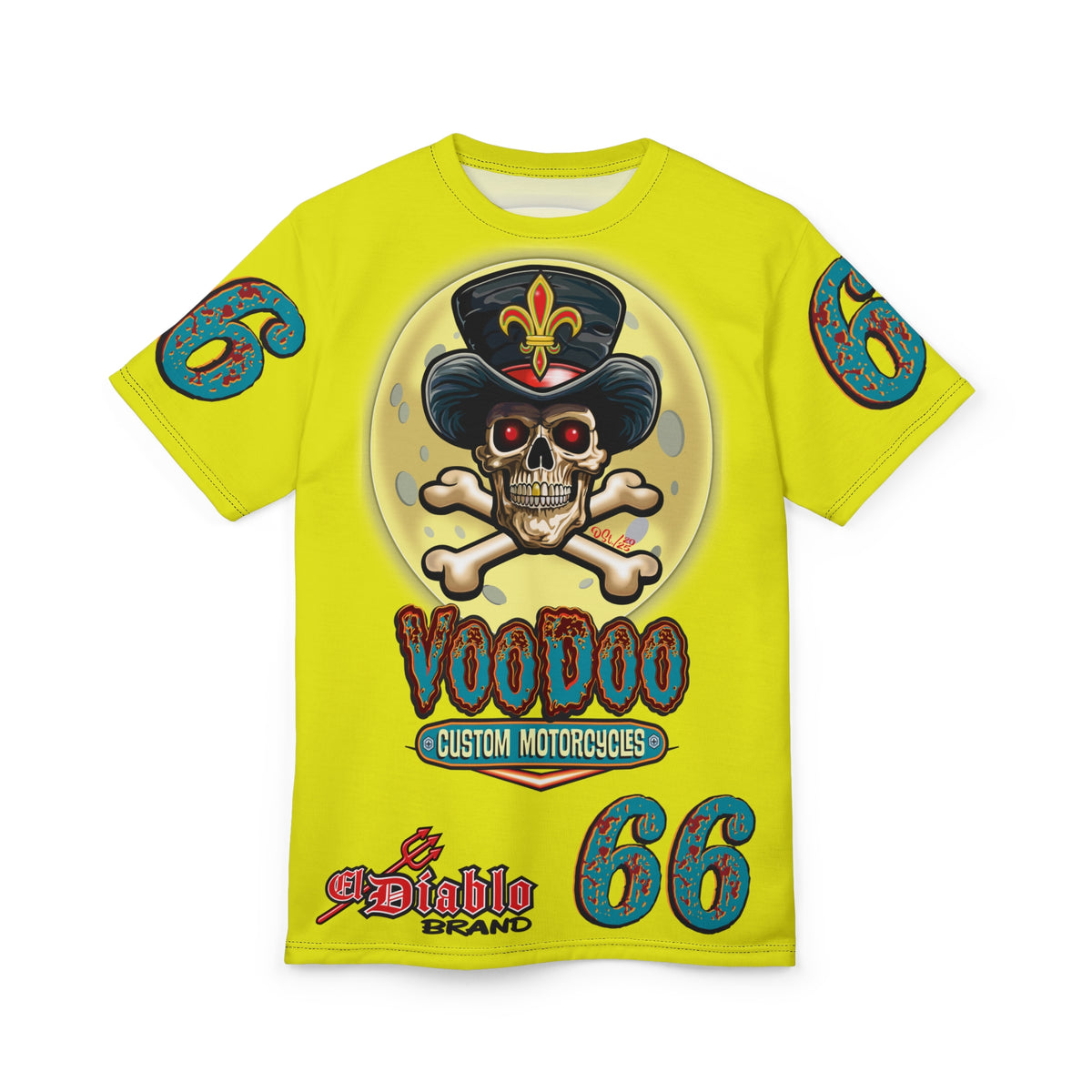 VERY Special HIVIZ Voodoo Customs Graphic Super Tee –  Edgy Style Riding Tee for Bikers
