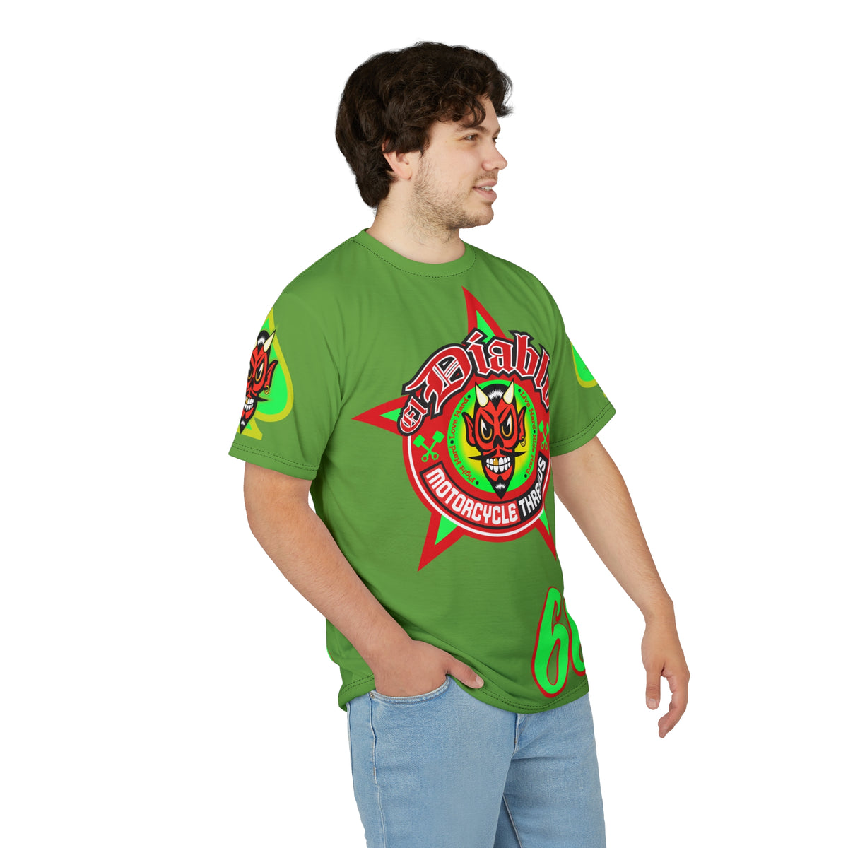 El Diablo Motorcycle Threads - HiViz Color - Edgy Super Tee for Biker Enthusiasts