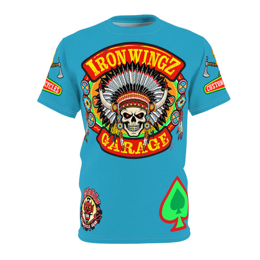 Iron WingZ Customs HiViz High Performance Electric Blue Motorcycle Riding Super Tee