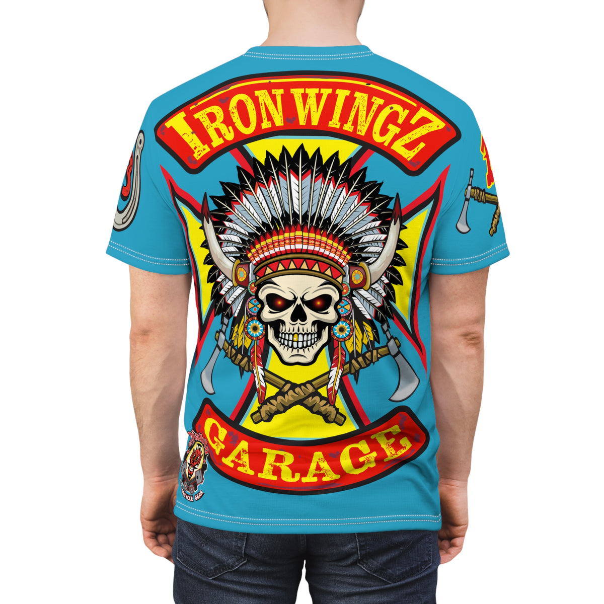 Iron Wingz Garage HiViZ Motorcycle Rider Super Tee_ X large HiViz Back Graphic - (Limited Edition)