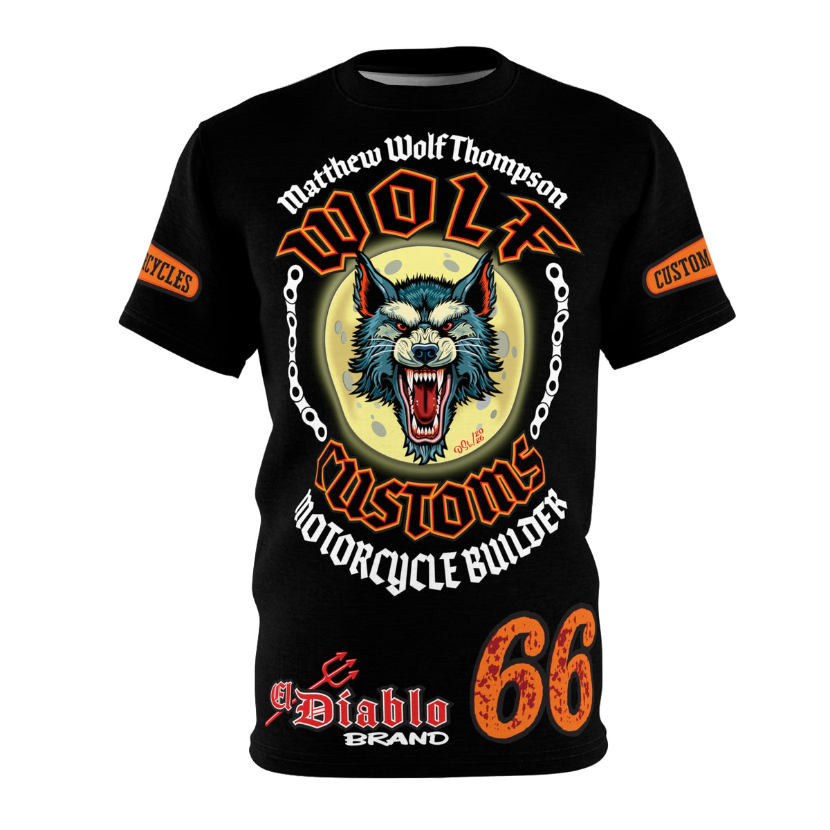 MWT Wolf Custom Motorcycles Super Tee — Viciously Cool High Performance Motorcycle Riding Shirt