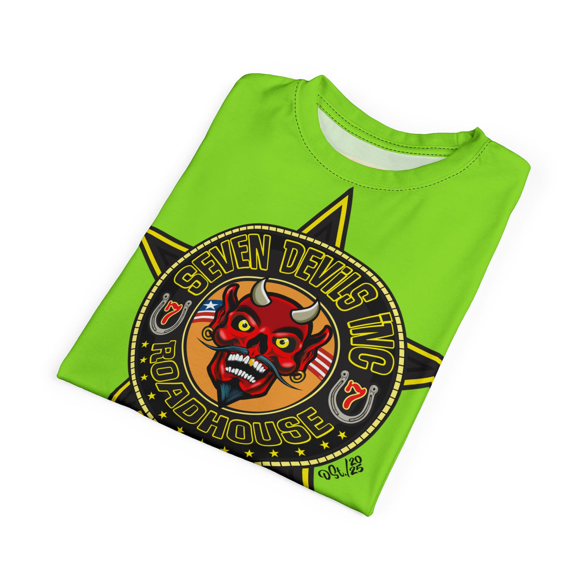Very Special Seven Devils Inc. Roadhouse HiViZ Super Tee — Extreme Edgy Graphics - Bad Attitude Custom Biker Riding Gear