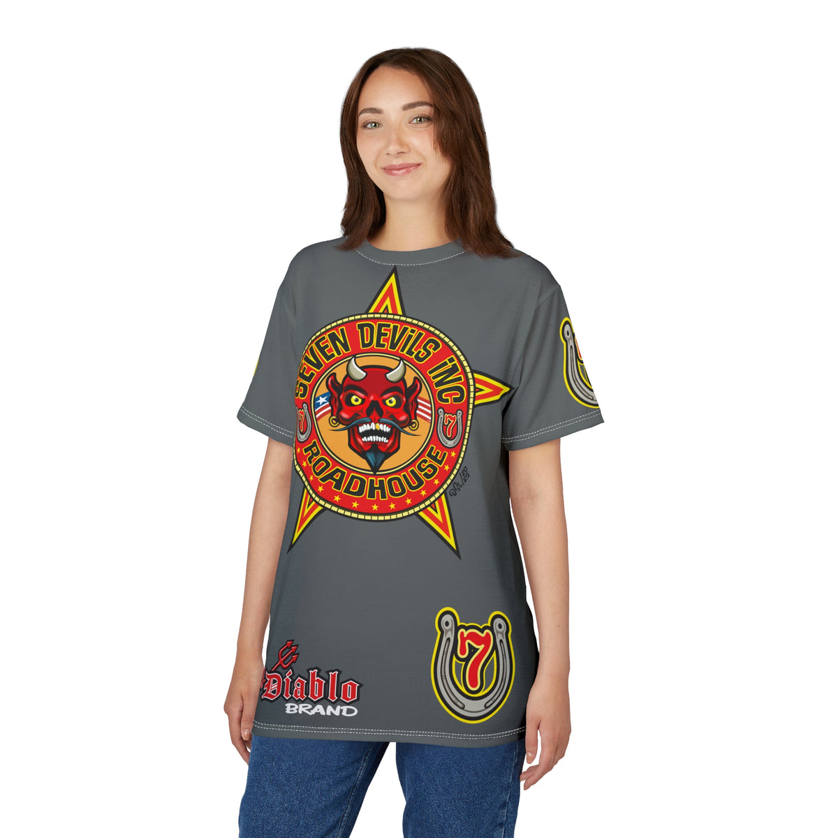 Seven Devils Inc. Roadhouse Deluxe HiViz Graphic Tee - Motorcycle Custom Riding Super Tee