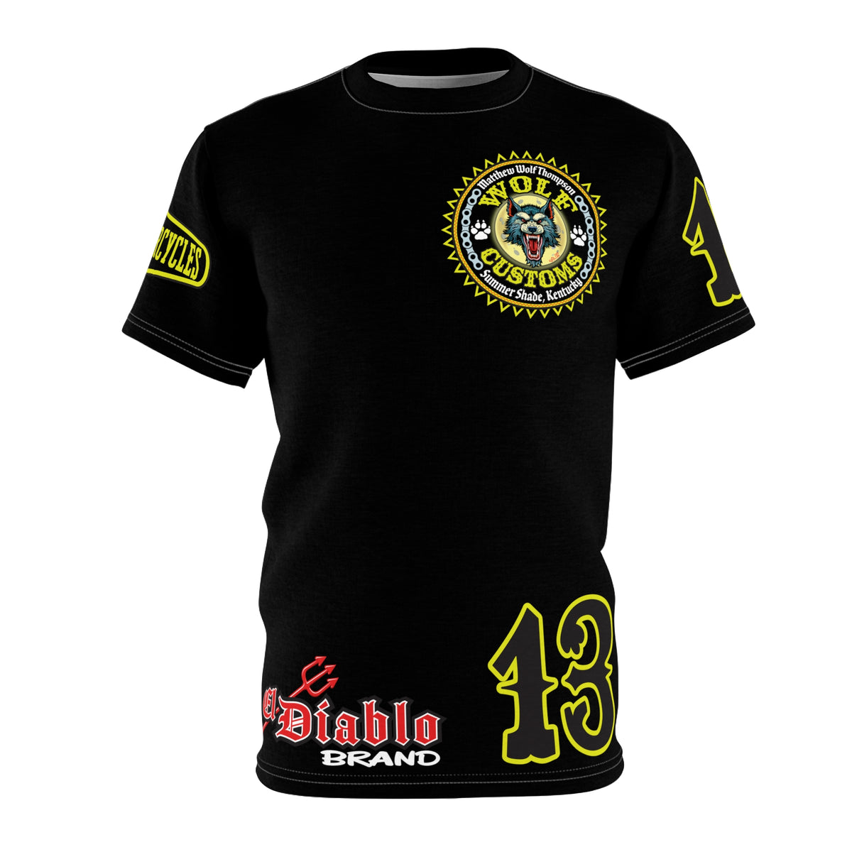 SRT MWT Wolf Customs 13 Black Graphic Super Riding Tee — Retro Motorcycle Club Shirt, The Best Biker Riding Tee EVER !!!