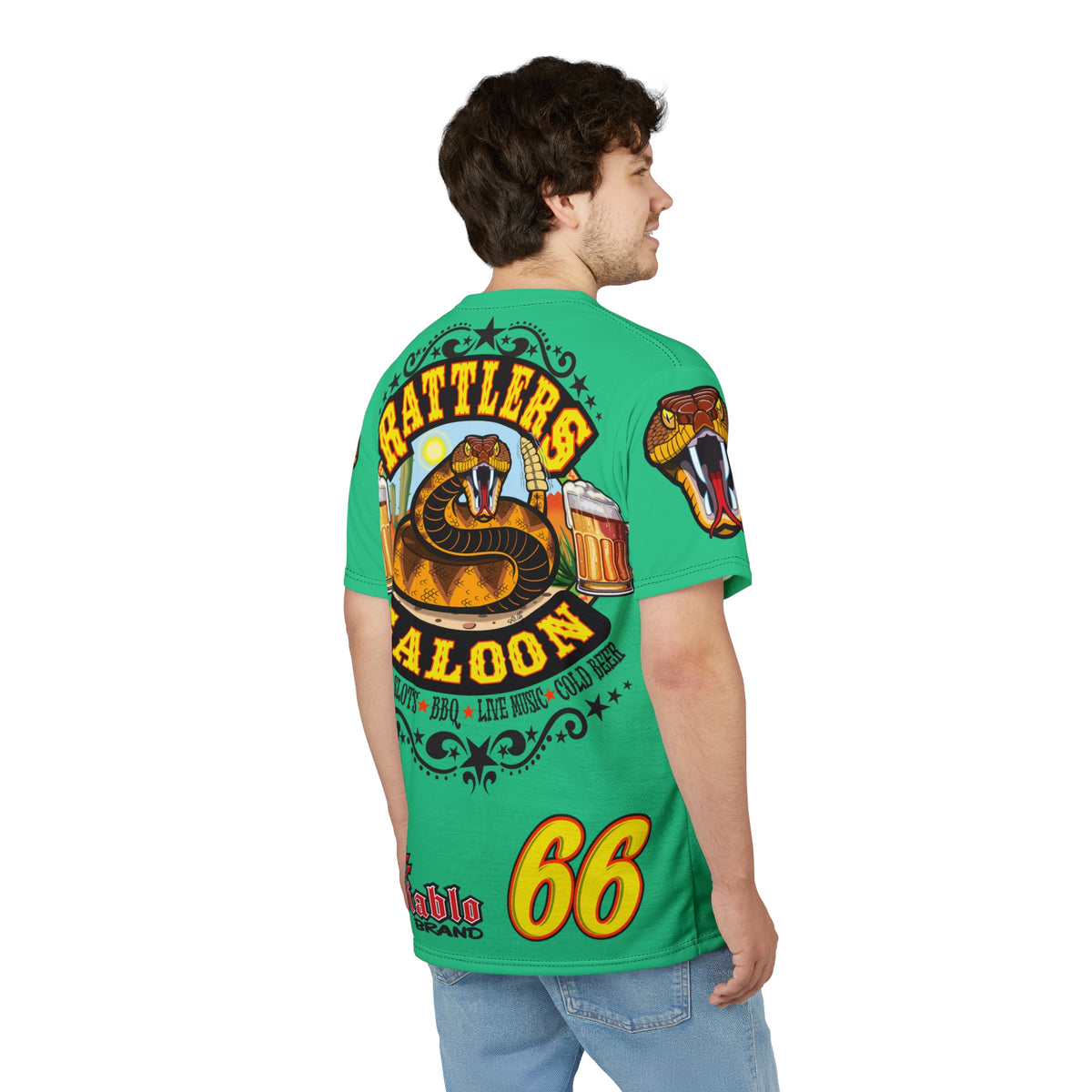 Rattlers Saloon Diamondback Logo Tee — Vintage Biker Route 66 Graphic Shirt