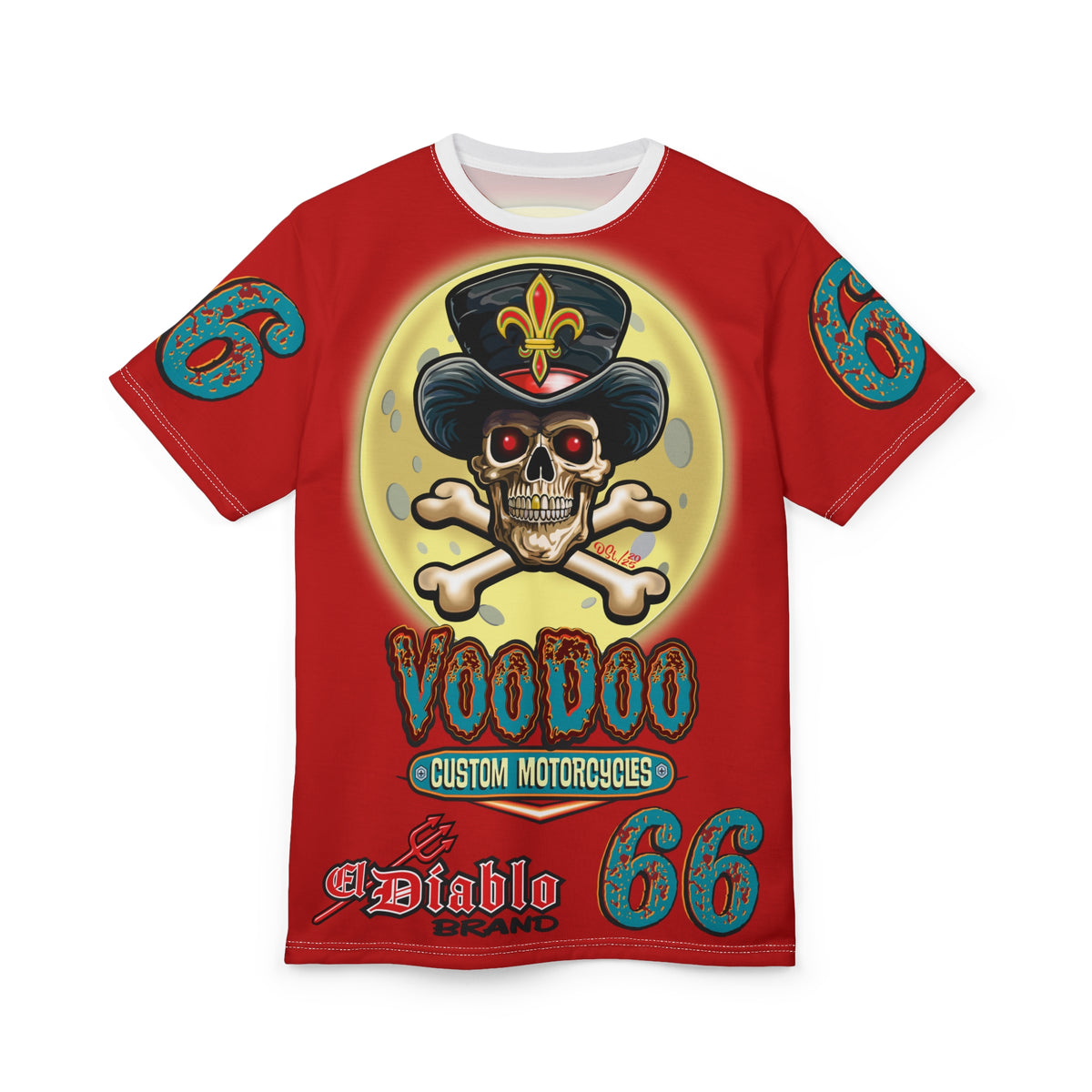 Voodoo Customs Tie Dye Blast Graphic Tee – Unisex- Edgy Style for Bikers
