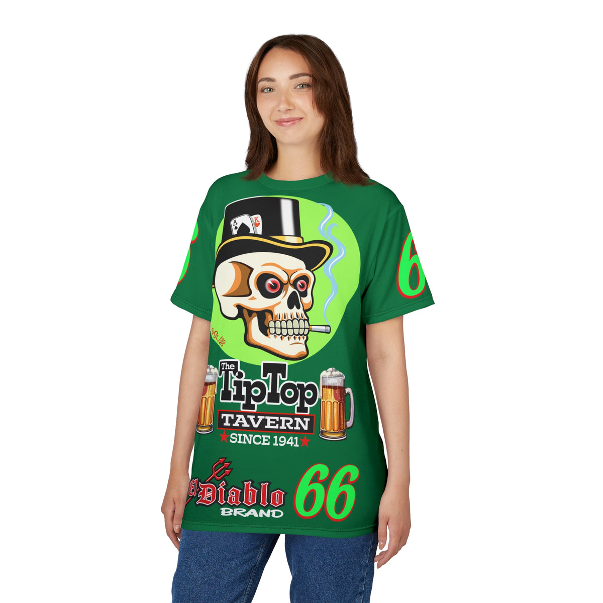 Tip Top Tavern Dive Bar Super Tee - Special Edition Mean Green + XL Graphics - America's Best Dive Bar - Bikes Beers Babes & Bros. - Biker Bar Tee
