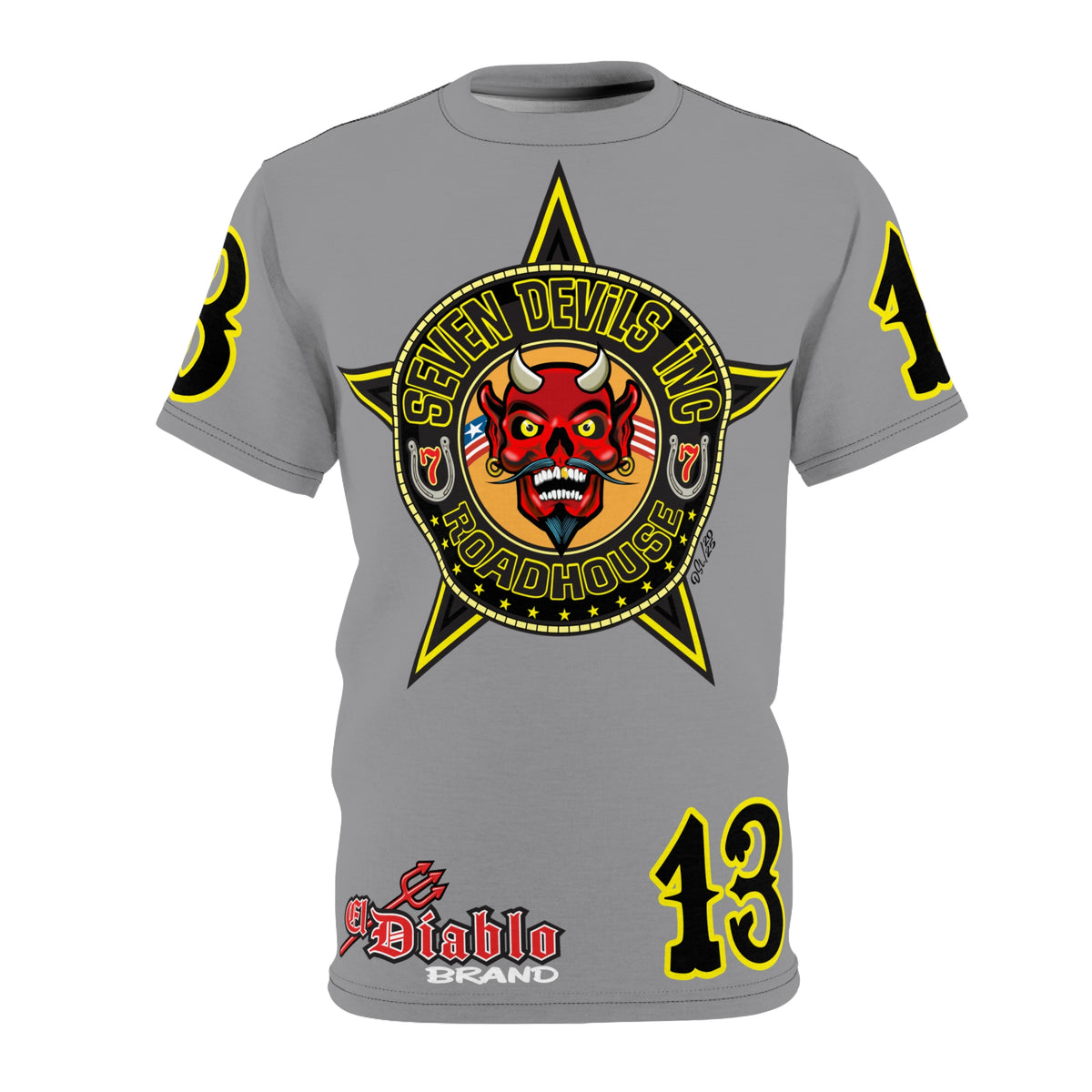 Seven Devils Inc. Roadhouse Black on Black Super Tee — Extreme Edgy Graphics - Bad Attitude Custom Biker Riding Gear