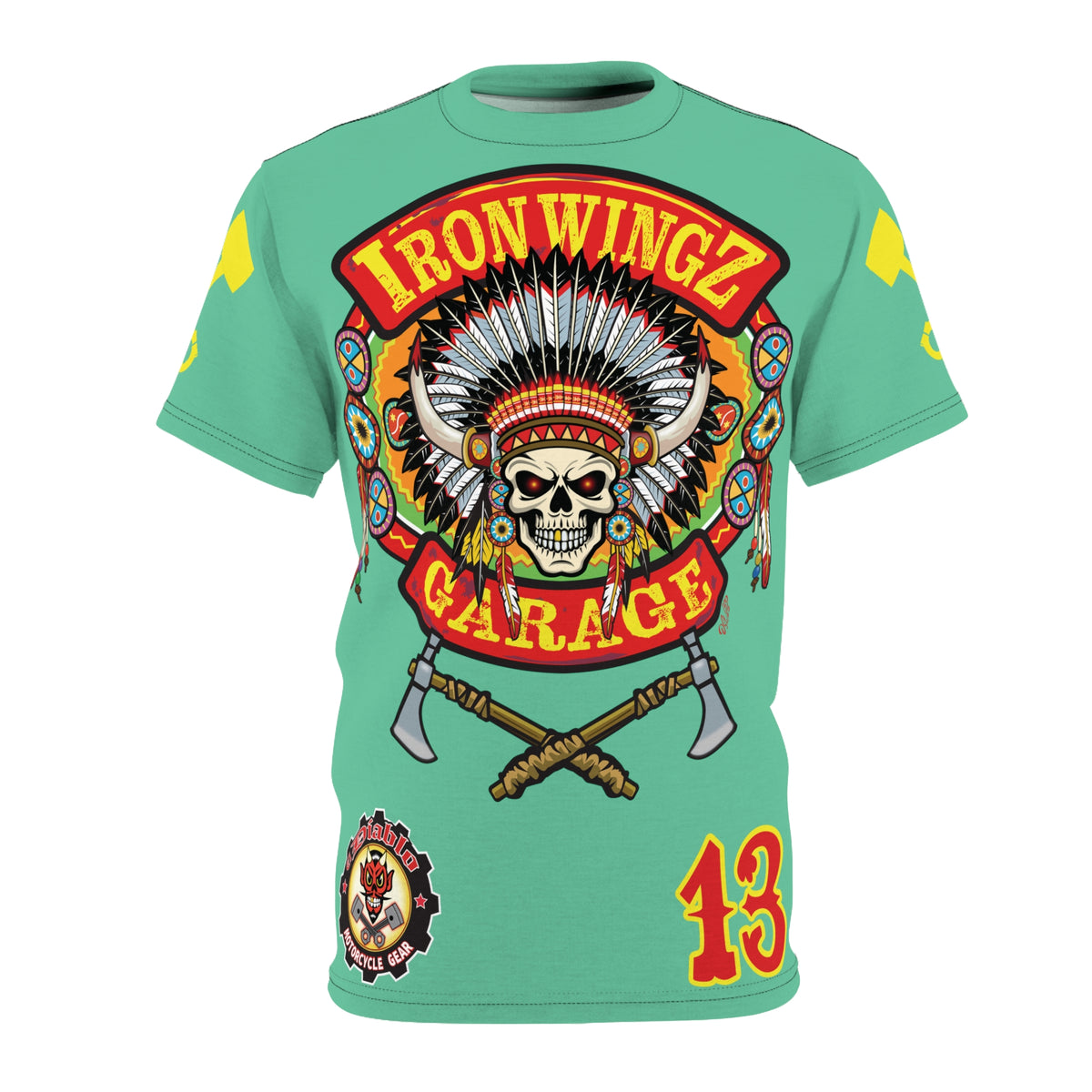 Iron WingZ Customs HIviz Graphic Super Tee, Edgy Streetwear, Customized Apparel, Gift for Bikers