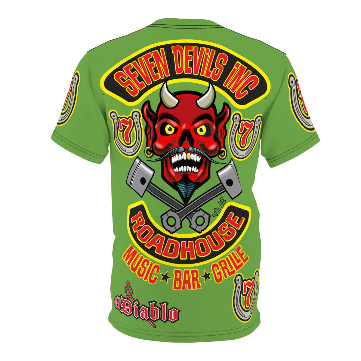 Seven Devils Inc. Roadhouse HiViz Design, Edgy Biker Shirt, Special Motorcycle Riding Gear, Seven Devils Inc.