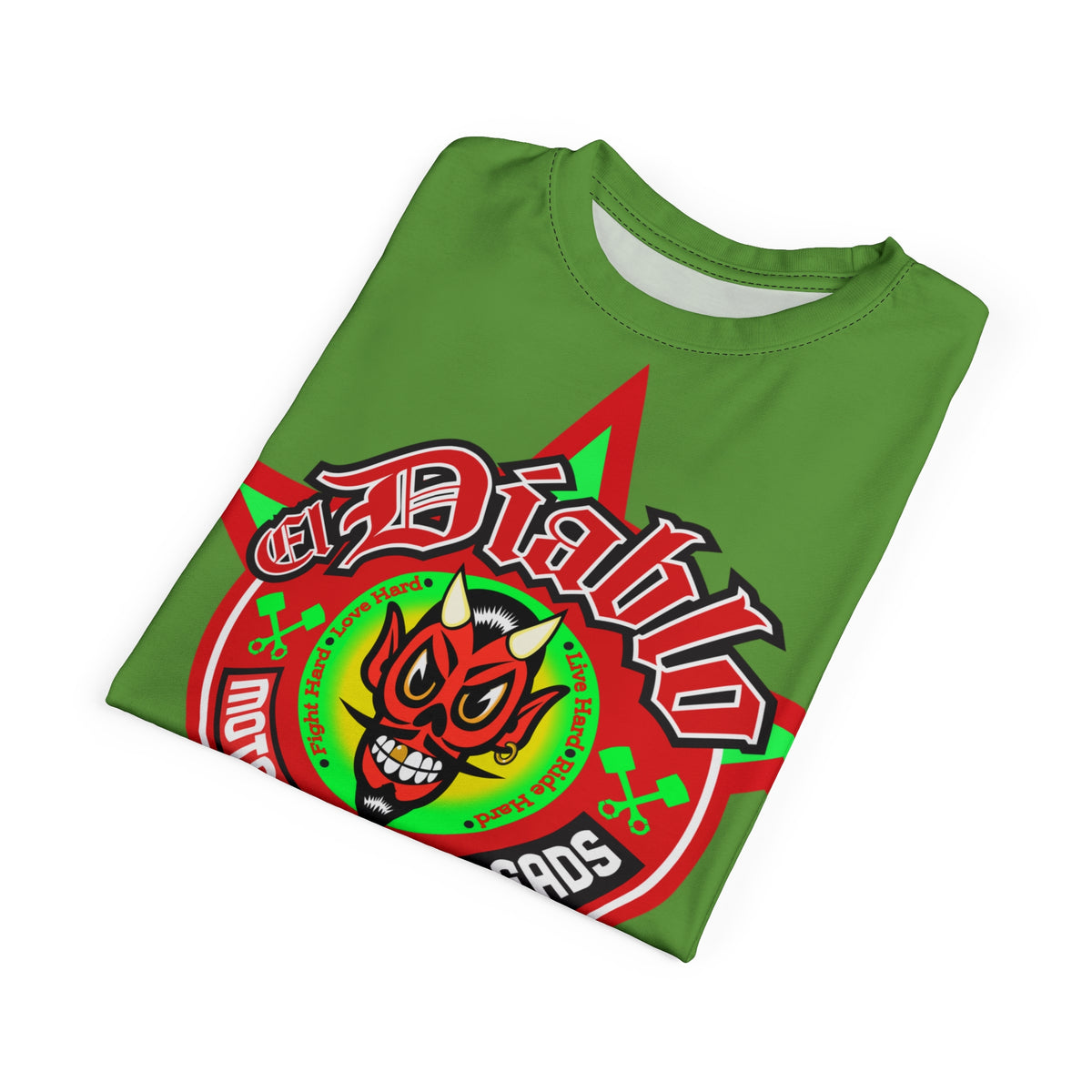 El Diablo Motorcycle Threads - HiViz Color - Edgy Super Tee for Biker Enthusiasts