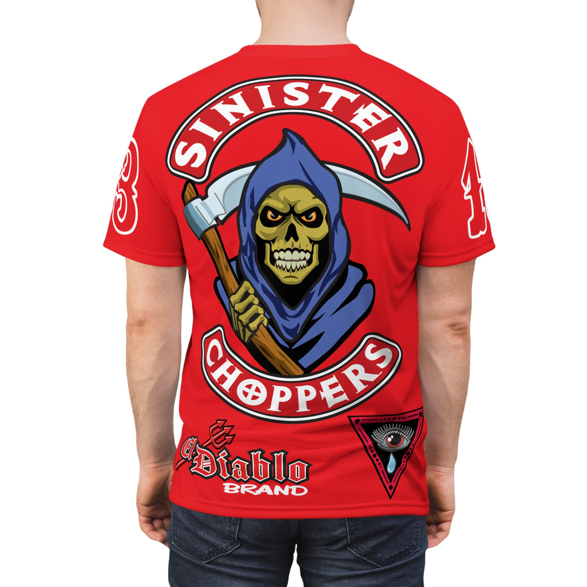 SRT Sinister Choppers Reaper HiViz Super Tee - Bad Attitude Skull Design for Bikers