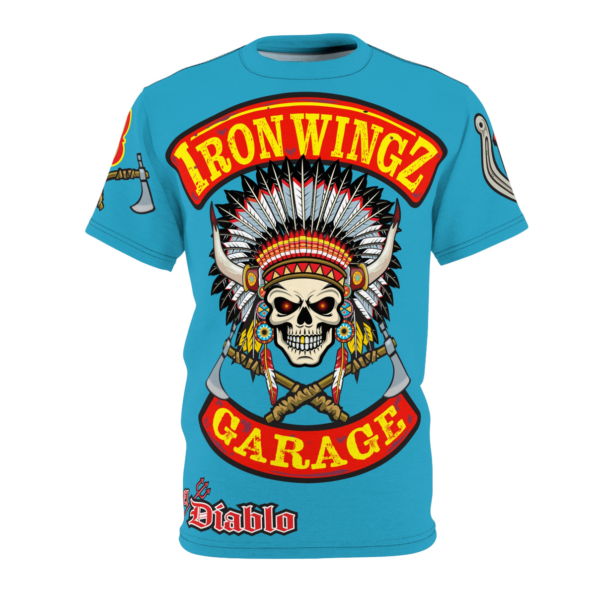 Iron Wingz Garage HiViZ Motorcycle Rider Super Tee_ X large HiViz Back Graphic - (Limited Edition)