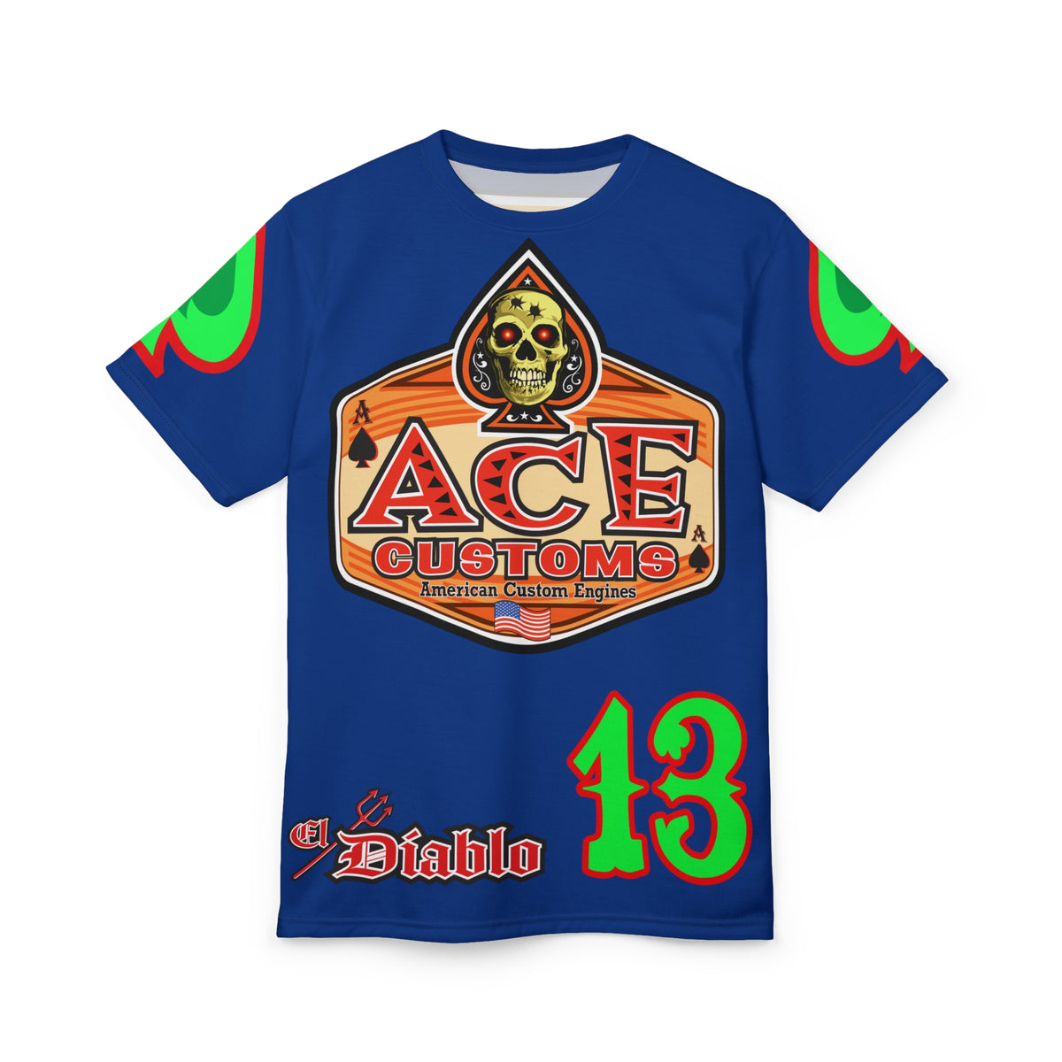 American Custom Engines ACE - Special Lumina Green  Ace of Spades Death Card High visibility Graphics