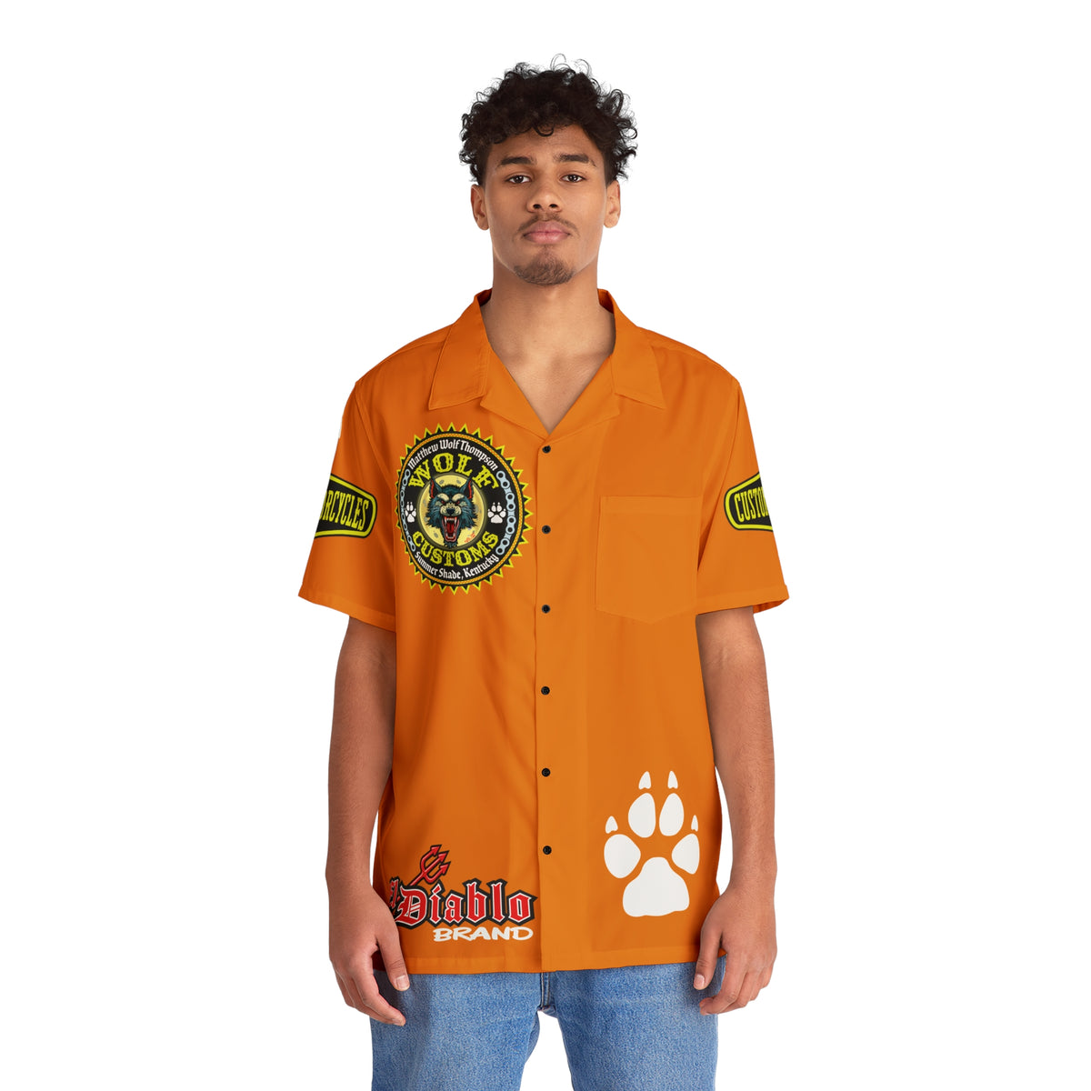 Big Bopper MWT Wolf Customs Motorcycle Hawaiian Shirt -  For Big Boys to Size 5XL
