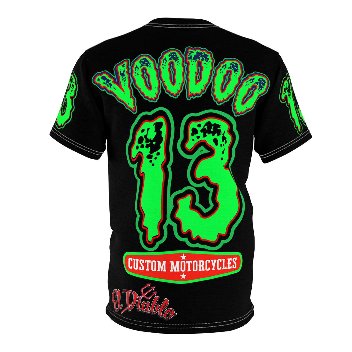 Voodoo Lucky 13 Motorcycle HiViz Super Tee, Unique Graphic Tee, Custom Riding Apparel