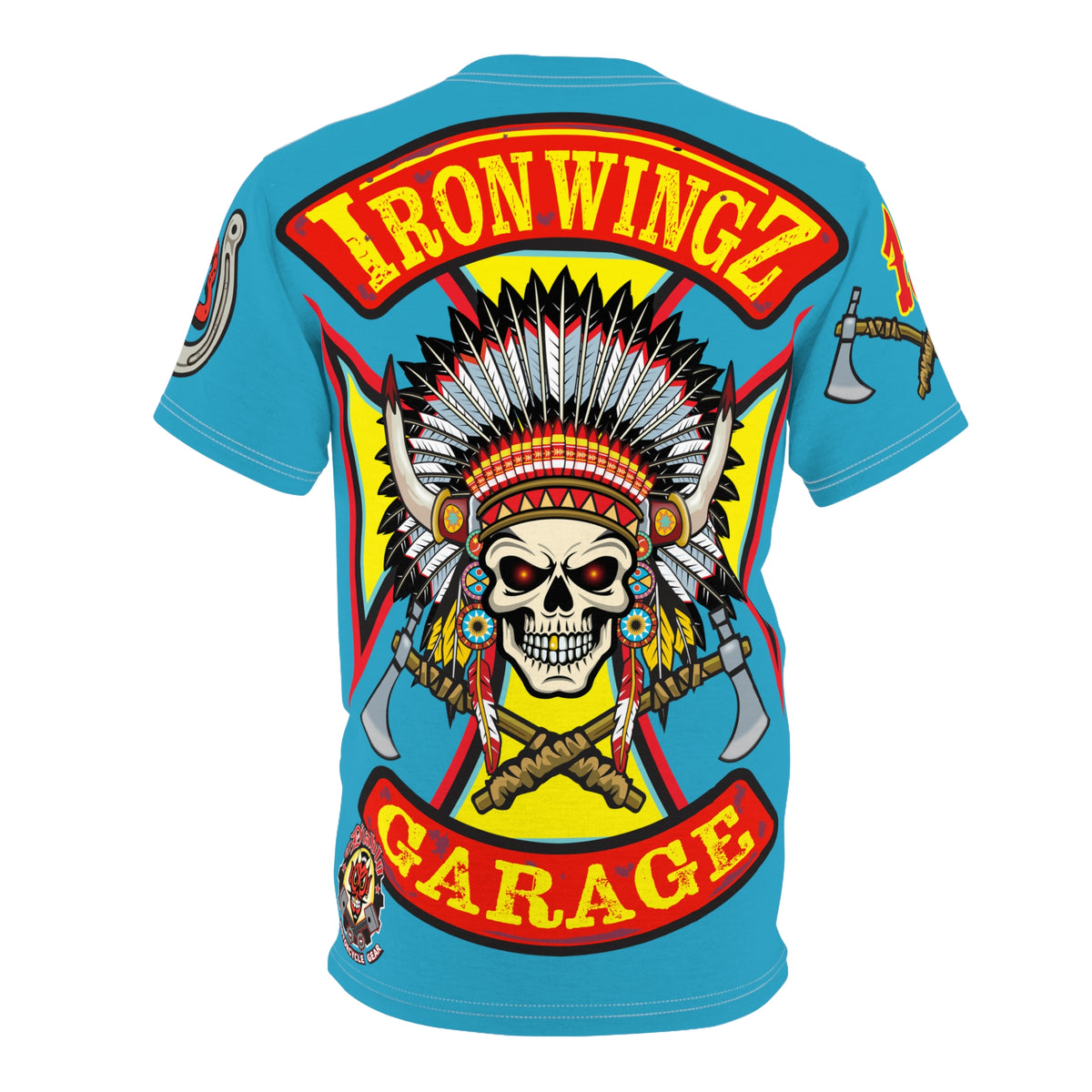 Iron Wingz Garage HiViZ Motorcycle Rider Super Tee_ X large HiViz Back Graphic - (Limited Edition)