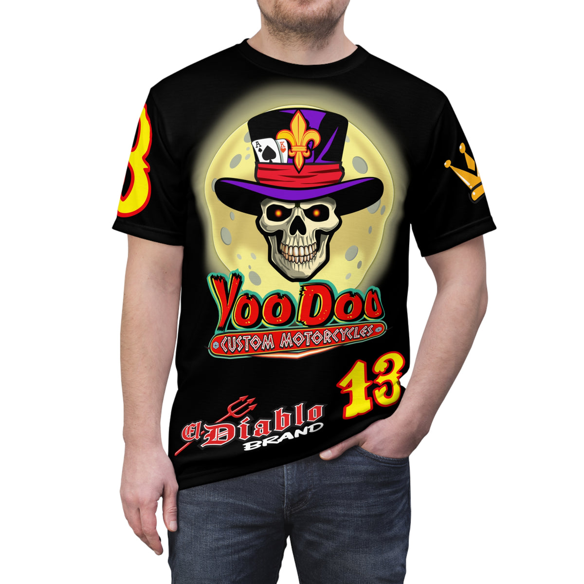 VooDoo Custom Motorcycles Black Magic Ultimate HiViz Graphics Biker Tee