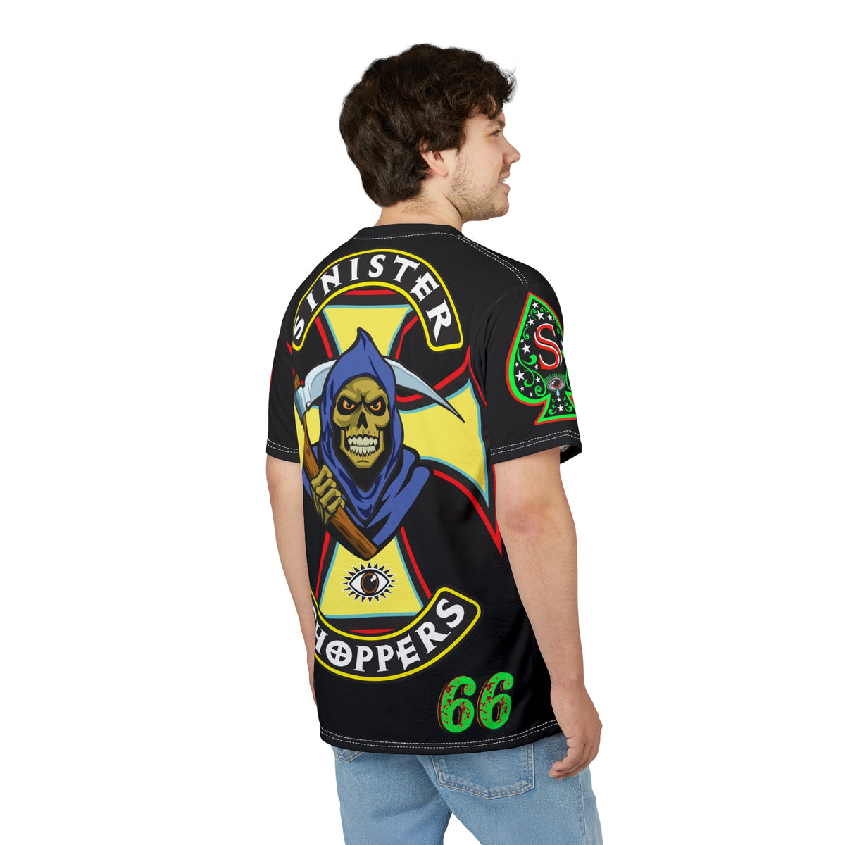 Sinister Choppers Reaper Custom Super Tee - Gothic Graphic T-Shirt for Hardcore Motorcycle Riders