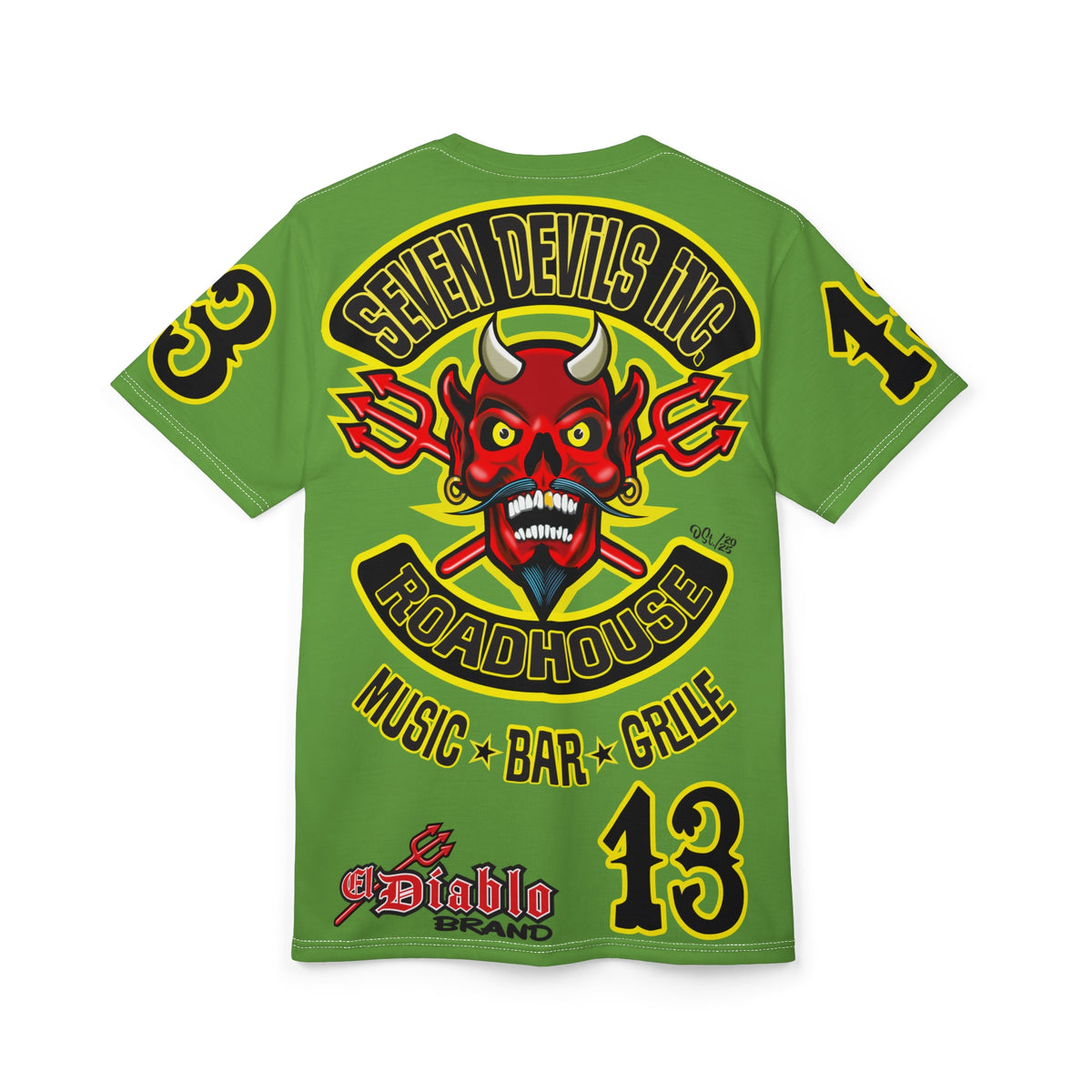 Seven Devils Inc. Roadhouse Bad in  Black Super Tee — Extreme Edgy Graphics - Bad Attitude Custom Biker Riding Gear