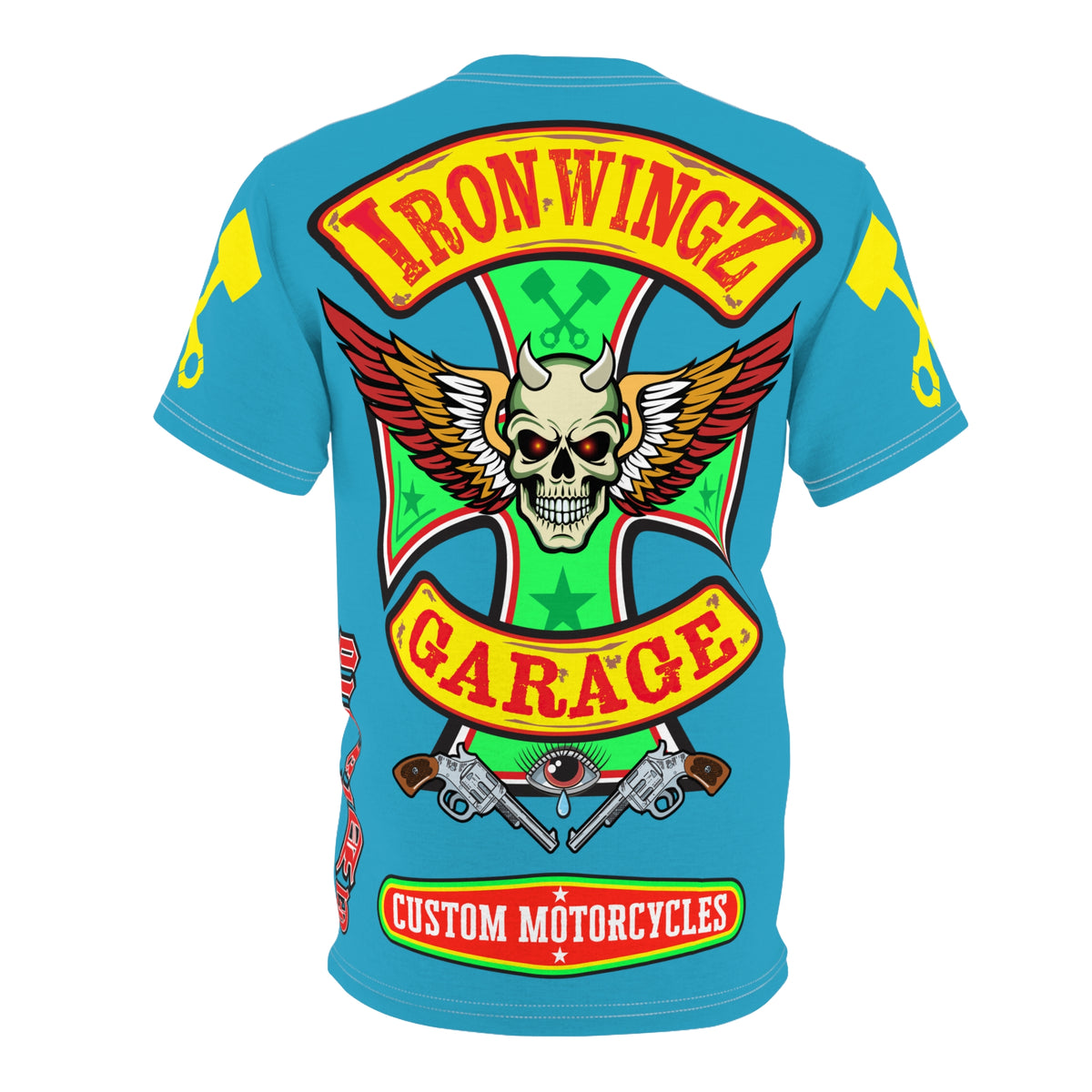 Iron Wingz Garage HiViz Super Tee, Unisex Graphic T-Shirt, Rockabilly Style Shirt, Alternative Fashion Top, Perfect Gift for Bikers
