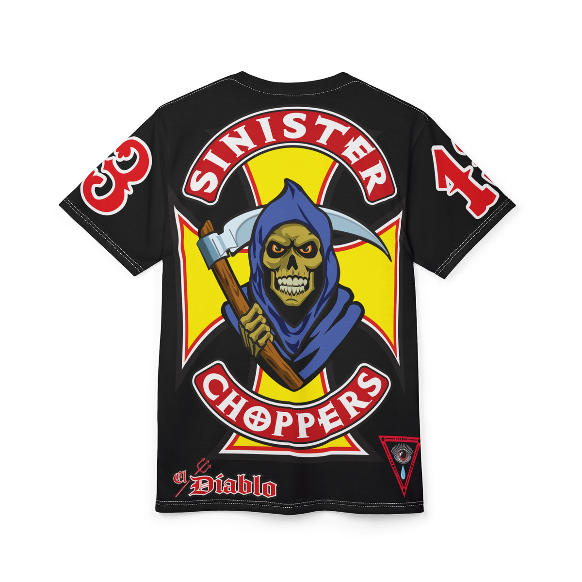 Sinister Choppers Reaper HiViz Super Tee - Unisex Skull Design for Bikers