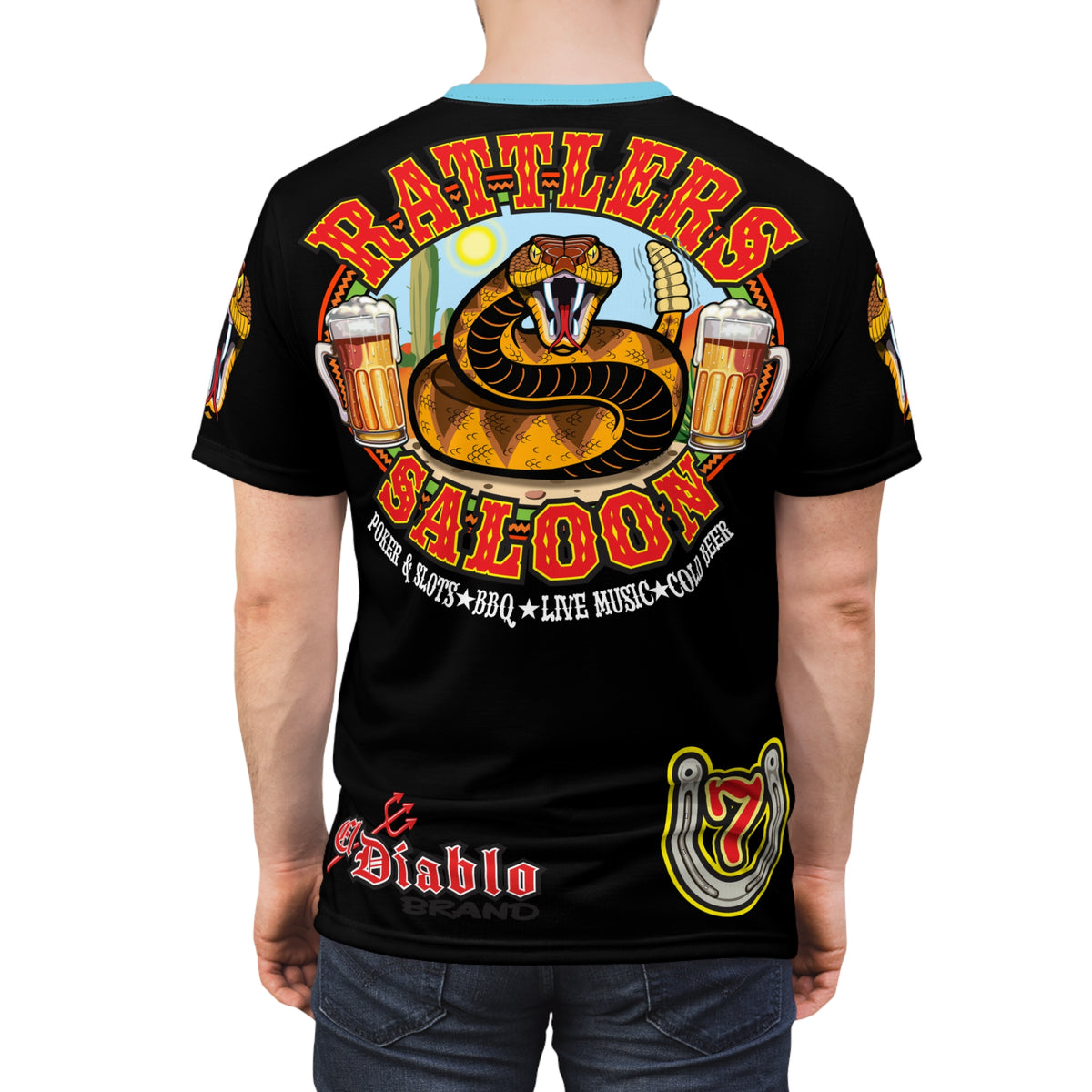 SRT Rattlers Saloon  BADAZZ BLACK SUPER RIDING TEE — Vintage Biker 66 Graphic Shirt