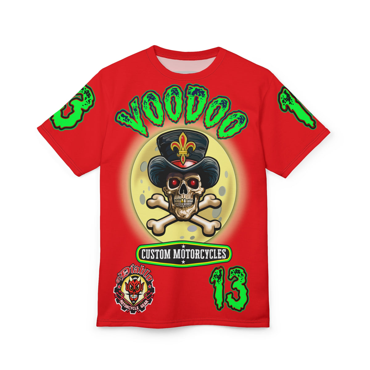 Voodoo Lucky 13 Red Rider HiViz Super Tee, XLGraphics , Custom Riding Apparel