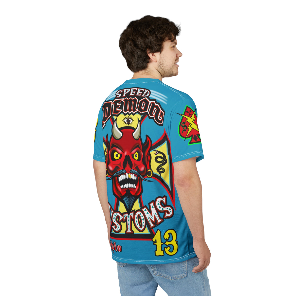 Speed Demon Custom Hell Fire HiViz Unisex Tee - Bold Graphic Harley Enthusiast Super T