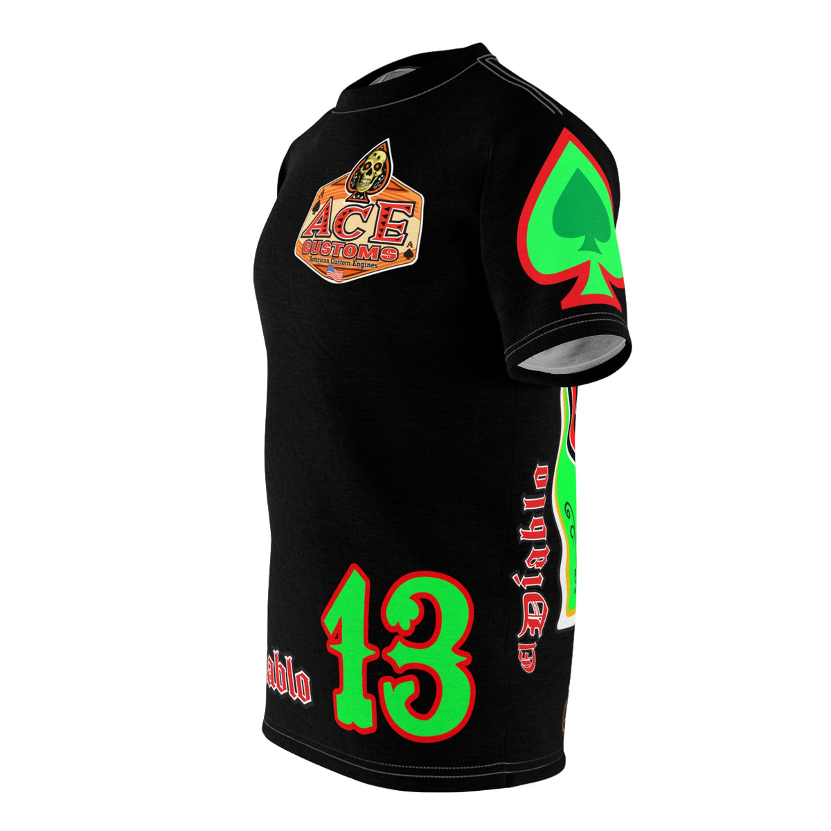 SRT American Custom Engines ACE - Special Lumina Green  Ace of Spades Death Card High Visibility Graphics