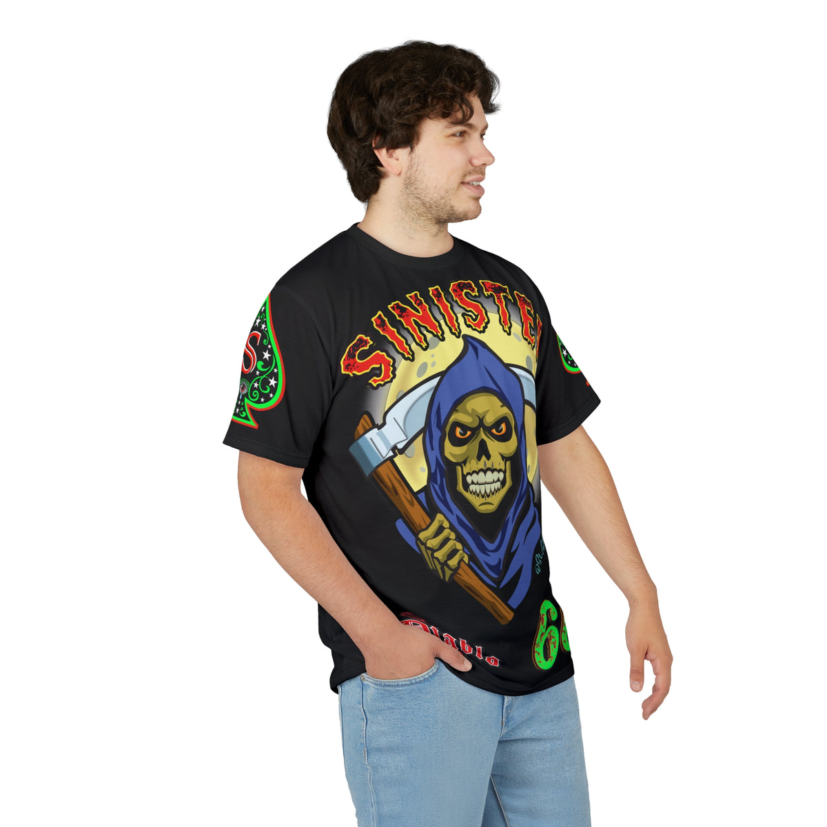 Sinister Choppers Reaper Super Tee - Gothic Graphic T-Shirt for Motorcycle Riders