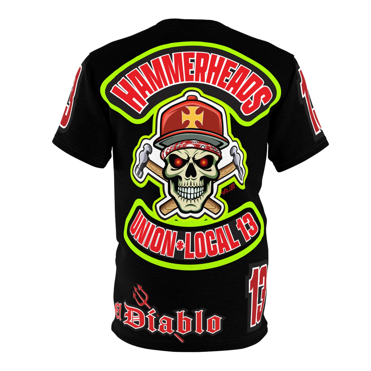 Hammerheads Union Local 13 (FAFO Version) HiViz Super Tee - Rough Tough Bad Attitude Motorcycle Riding Tee