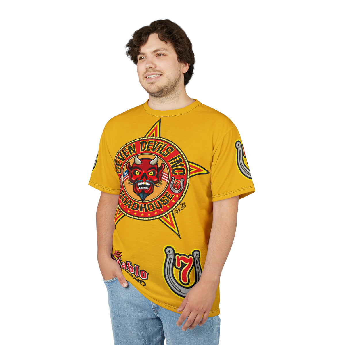 Seven Devils Inc. Roadhouse HiViz Graphic Tee - Motorcycle Custom Riding Super Tee