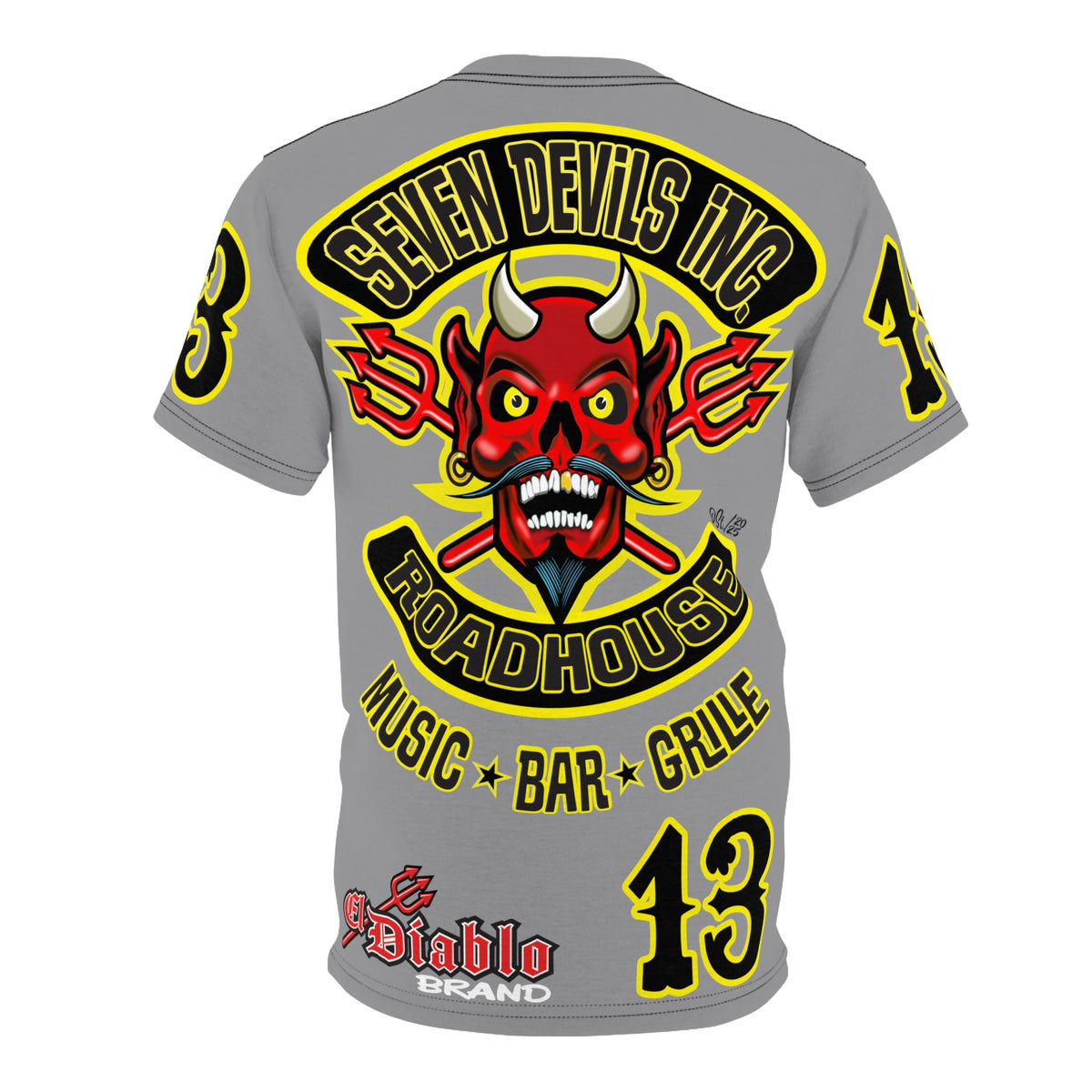 Seven Devils Inc. Roadhouse Black on Black Super Tee — Extreme Edgy Graphics - Bad Attitude Custom Biker Riding Gear